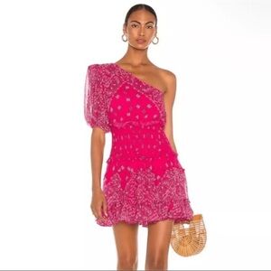 NWT Rococo Sand Romani One Shoulder Bandana Print Dress Sz XL‎ Pink Cocktail